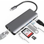 Hub USB C MacBook Pro/Air, Adaptateur 7 en 1 avec HDMI 4K, 2USB 3.0, Lecteur de Carte SD/TF, Hub USB C Multiport