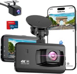 Dash Cam Front and Rear WiFi Dashcam, 4K+1080P Dual Dash Camera for Cars with SD