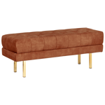 Banc en Velours Banquette de Lit Rembourré Glam Pouf Pieds en Métal Doré Rouge