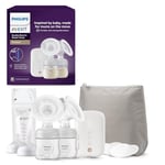 Philips Avent - Tire-lait électrique double, qualité hospitalière et moteur rechargeable, inspiré par la tétée naturelle de bébés, trousse de transport, modèle SCF398/31