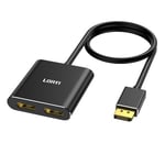 Adaptateur répartiteur Displayport vers double Displayport, concentrateur MST Displayport 4K60Hz 1 entrée 2 sorties pour double moniteurs, répartiteur de port d'affichage DP1.4 pour bureau, ordinateur