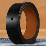 Äkta läderbälte utan spänne gördel 03 Black 3.8cm