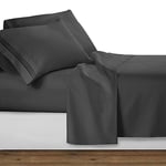 Clara Clark Bed Sheets, Premier 1800 Series 4 Piece Bed Sheet Set, Deep Pocket, Wrinkle, Fade, Stain Resistant, Luxury Soft Bedding Sheets & Pillowcases, Split King, Charcoal Gray