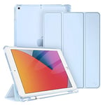 FINTIE Coque Compatible avec iPad 9ème Génération 2021 10.2" / 8ème 2020 / 7ème 2019 - [Rangement de Pencil] Housse de Protection Transparente Mate Etui Fin et Léger, Ciel