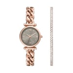 Fossil Carlie Montre pour Femmes, Mouvement à Quartz, Bracelet en Acier Inoxydable ou en Cuir