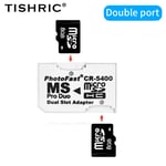 TISHRIC-Adaptateur Micro SD TF vers MS,lecteur de carte mémoire,Mini Memory Stick,Pro Duo,Sony PSV,PSP Series,1-64 Go,SD SDHC - Type Double Port