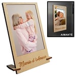 Cadre Photo Personnalisé en Bois Aimanté pour Frigo ou avec Support à Poser pour Mamie | Photo Format Standard 10x15cm | Porte Photo Magnétique pour Surface Métalliques | Idée Cadeau Grand Mère