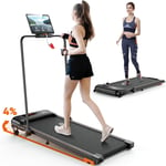 Treadmills for Home Foldable, Under Desk Walking Pad W/Incline, Remote & Speaker