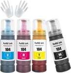 104 Encre Multipack Compatible Pour Epson Ecotank Et-2810 Et-2815 Et-2820 Et-2825 Et-2710 Et-2711 Et-2712 Et-2714 Et-2715 Et-2720 Et-2721 Et-2726 Et-4700 Et-4800 Imprimante (Bk/C/M[DYJ073916]