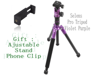 Selens Aluminum Adjustable Ball Head Tripod Kit with Phone Clip for Camera Shoot