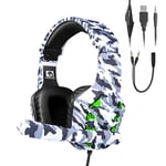 Gaming Headset Wired Stereo Surround Over-Head Gaming Headphone with 3.5MM Jack & Mic & LED Light RGB Backlit Noise Cancelling for Xbox One/PS4/PS5/Nintendo Switch/PC/Laptop/MAC/Smart Phone（Gray)
