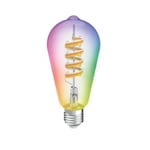 Hama Ampoule Connectée WIFI E27, Ampoule Vintage Filament ST64, Spiral Déco RVBB, 2700-6500K, Ampoule Smart Intelligente, Matter, Ampoule Alexa/Google Home, 4.9W, 470lm, Dimmable, cde voc+appl