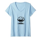 Womens #snirt Atomic Mushroom T-Shirt Explosion Cloud Volcano Smoke V-Neck T-Shirt