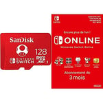 SanDisk Carte microSDXC UHS-I pour Nintendo Switch 128 Go + Nintendo Switch Online - Abonnement 3 Mois (Code de téléchargement)