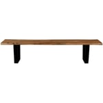 Banc en bois et métal 180cm - Bois foncé et noir - aka