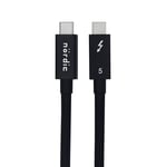 NÖRDIC 25cm Thunderbolt 5 cable 80Gbps data transfer 240W Charging 120Gbps bandwith 16K60Hz 8K60Hz 4K540Hz