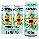 Rockstar Refresh Energy Drink Watermelon and Kiwi, 12 x 500ml cans