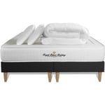 Royal Palace Bedding - Ensemble matelas sommier Lancaster 160 x 200 cm - Couleur : Noir avec 2 oreillers et couette