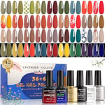 Lavender Violets Vernis Gel Semi-Permanent 42 Pcs Lot Vernis de Base et Finition/Matte/Diamant Shimmer/Glow in the dark Top coat,5IN1 Builder Base Nail Glue UV LED Vernis à ongles Automne noir C515