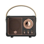 Sijiali Retro Bluetooth-kompatibel högtalare Hifi-ljud Mini Bärbar Trådlös Subwoofer Resemusikspelare för utomhusbruk Black