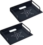 Étagère Murale en Métal, Noire, Support Flottantes Etagere pour Routeur, Videoprojecteur, Boîtes De Câble, Decodeur, Consoles De Jeux, Lecteurs DVD (2PCS, Petite)