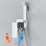 Onyzpily - Kit Douchette wc, Kit Hygiène complet pour wc avec Douchette, Support et Robinet 3 voies, Chrome,Tous les Accessoires en Métal Chrome