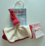 S. Doudou plat KATHE KRUSE POUPEE LUTIN rouge blanc bonnet étoile 14cm 100% NEUF