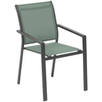 Hesperide - Fauteuil de jardin empilable Essentia vert olive & graphite en aluminium traité epoxy - Hespéride