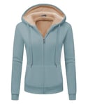 JACKETOWN Hoodie Veste Polaire Sweat à Capuche Femme avec Zip Veste à Capuche épaisse et Chaude Hoodies Sweatshirt Manches Longues Femme sportsweater Fleece Slim Fit Automne/Hiver(Gris vert-2XL)