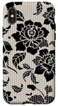 Coque pour iPhone X/XS Étui de téléphone esthétique pour iPhone avec mosaïque en dentelle noire