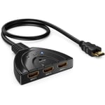 HDMI Splitter - HDMI Switch 3 in 1 Output Kompatibel med Apple TV, Switch, 50cm