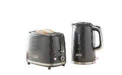 Daewoo Honeycomb Collection, Kettle & Toaster Set, 1.7L Kettle With Matching 2 Slice Toaster, Safety Features, Easy Cleaning, Cohesive Kitchen Set, Grey