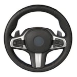 JTSGHRZ Housse de Volant de Voiture Cousue à la Main pour BMW X7 G07 2019 Z4 G29 2019, Housse de Volant de Voiture Cousue à la Main en Cuir Noir Bricolage