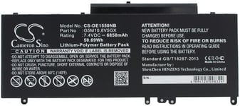 Kompatibelt med Dell Latitude E5550, 7.4V, 6850 mAh