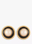 Susan Caplan Pre-Loved Rediscovered Oversized Faux Pearl & Enamel Clip-On Earrings, Dated Circa 1990s