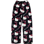 Hello Kitty Flanell Pyjamas Mjuka Kawaii Pyjamas Hembyxor Cartoon Casual Anime Bekväma Höst- och Vintervarma Pyjamas Casual Byxor black M