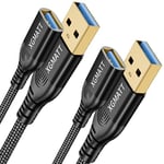 XGMATT USB 3.0 Extension Cable (1M-2pack), USB Type A Male to Female 5Gbps Data Sync USB Extender Cord Compatible with Printer, Scanner, Keyboard,HTC Vive,Card Reader,Camera, Oculus Rift,PS VR,Black