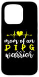 Coque pour iPhone 15 Pro Ruban jaune « Mom Of An DIPG Warrior Heartbeat »