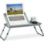 Table pour ordinateur portable, hauteur réglable, pliable, surface de travail inclinable, 44x73x34,5 cm, gris - Relaxdays