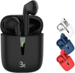 BE Pop Bluetooth 5.1 TWS - Casque stéréo 3D HD sans Fil, Autonomie de Batterie 12H, boîtier de Charge LED, Facile à connecter, Micro intégré, léger et Confortable pour iPhone/Android (Noir)