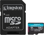 Kingston Canvas Go! Plus Microsd Geheugenkaart Class 10, Uhs-I 128Gb Microsdxc 170R A2 U3 V30 Kaart + Adp