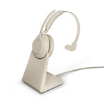 Jabra Evolve2 65 Uc With Stand Headset Usb-c Via Bluetooth Adapter Optimeret Til Uc Mono Beige