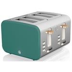 Swan 4 Slice Green Nordic Style Defrost Reheat Removable Crumb Tray Loaf Toaster