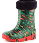 Ladeheid Bottes de Pluie Chaussure Enfant Fille Garçon Swk 205 (Turquoise Foncé/Dinosaures, 31/32 EU)