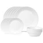 Corelle 18-Piece Vitrelle Glass Winter Frost White Chip and Break Resisitant Dinner Set, Service for 6