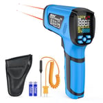 Thermomètre Infrarouge MESTEK, Thermometre Laser et Sonde, -40℃ ~ 1600℃(-40℉ ~ 2912℉) Sans Contact, IR Pistolet de Température Digital LCD Alarme et Émissivité Réglable, pour Industrial Cuisine Pizza