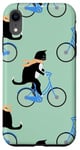 Coque pour iPhone XR Cat Riding Bicycle with neck warmer for cat & bike lovers