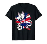 Dabbing Husky United Kingdom Soccer Fans Jersey UK Football T-Shirt