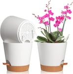 3 Pcs Pots De Fleurs En Plastique Blanc 20cm Auto Arrosant, Petit Pot De Fleur De Syst¿¿Me D'arrosage Convient Aux Jardins De Balcon De Pot De Fleur Interieur Et Exterieur