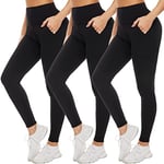 FULLSOFT 3 Pack Leggings for Women Non See Through-Workout High Waisted Tummy Control Running Yoga Pants